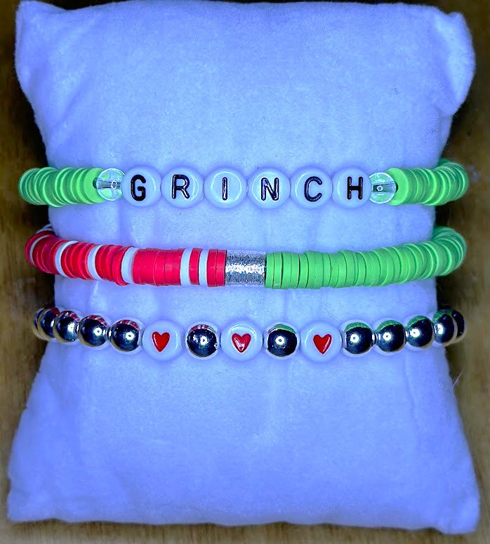 Grinch Bracelets (set of three)